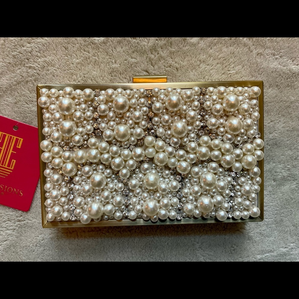 Pearl and crystal clutch purse